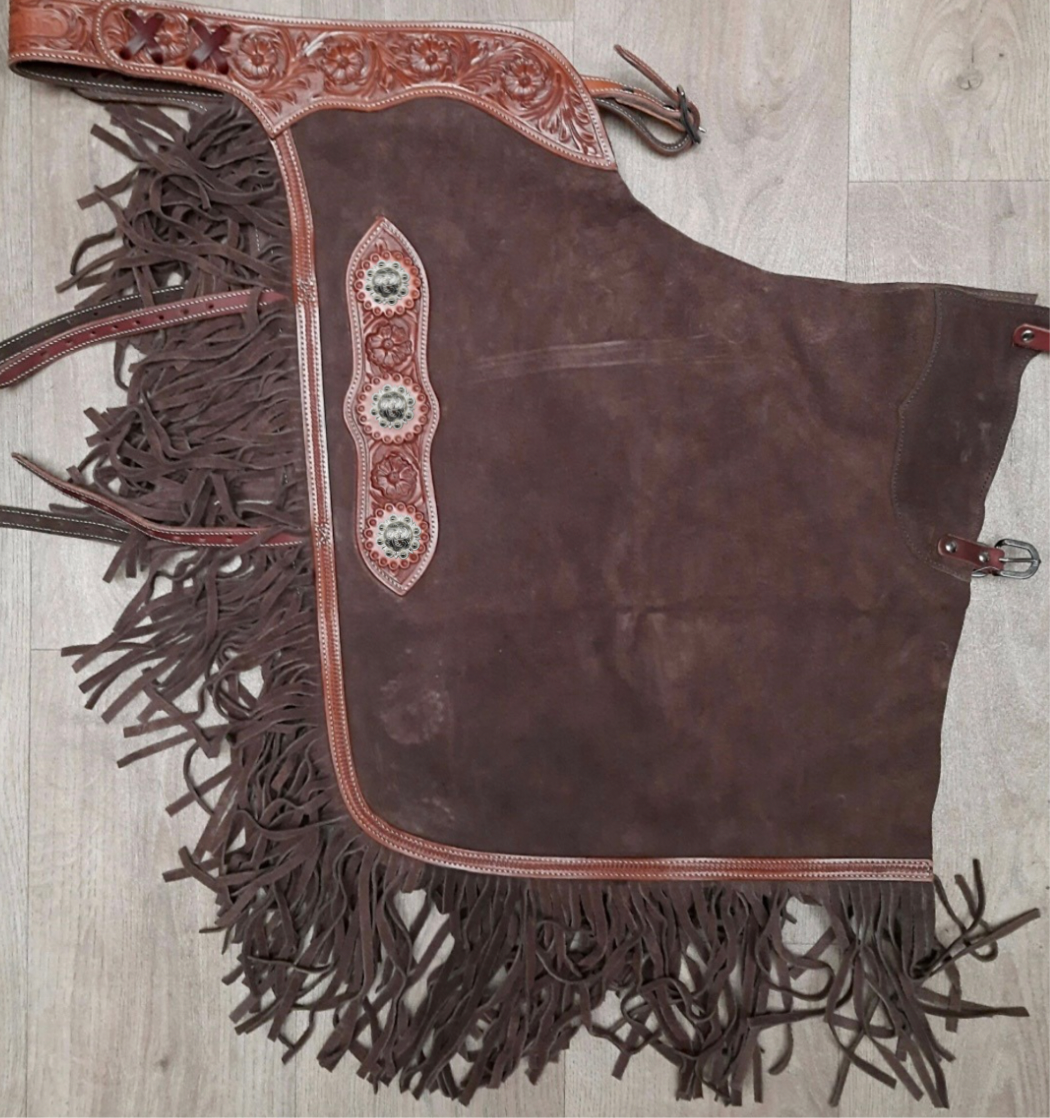 Western Chink Chaps mit Conchos aus Wildleder braun