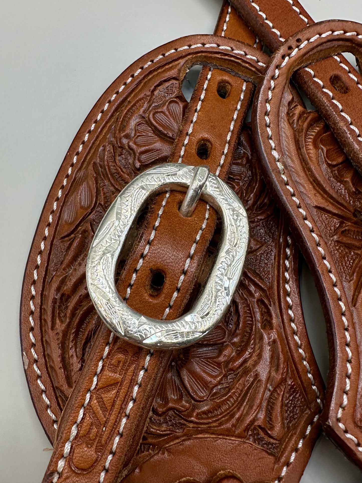 Sporenriemen Set Damen Western - Chestnut mit rosèfarbenen Strass-Conchos