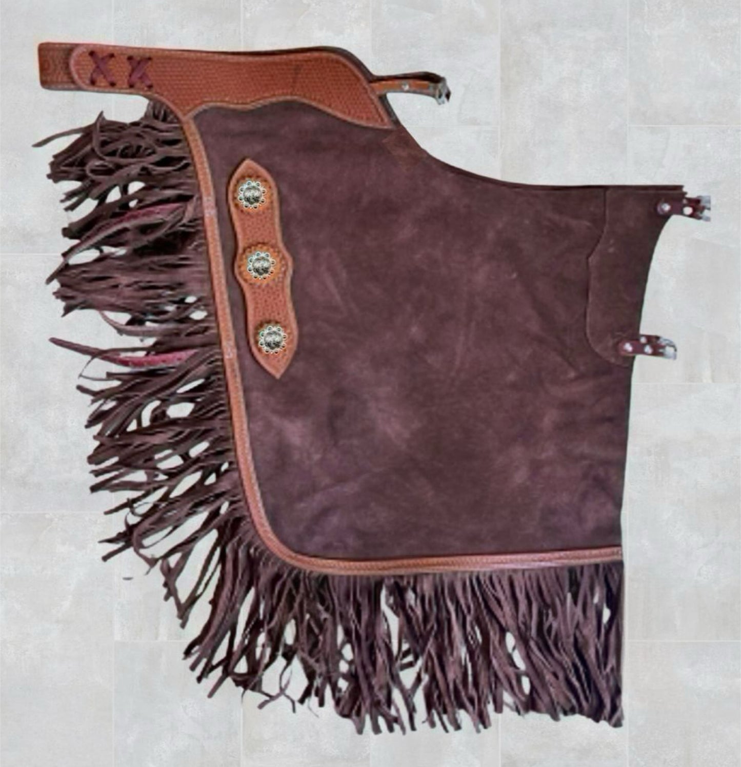 Western Chink Chaps mit Conchos aus Wildleder braun