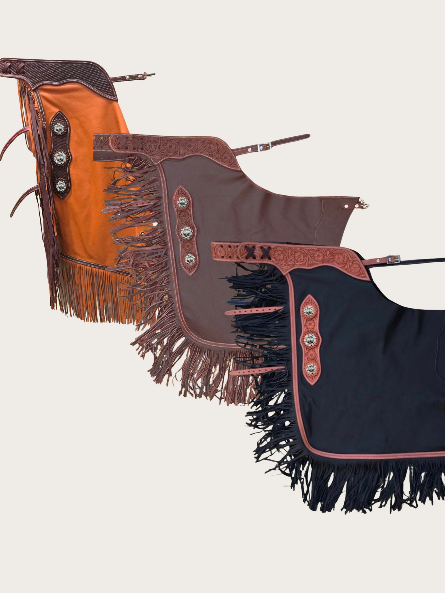 Western Chink Chaps GLATTLEDER mit Conchos